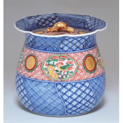 陳金海 青花祥瑞 水指 茶道具 水指 赤絵金襴手祥瑞砂金袋【販売】-茶道具