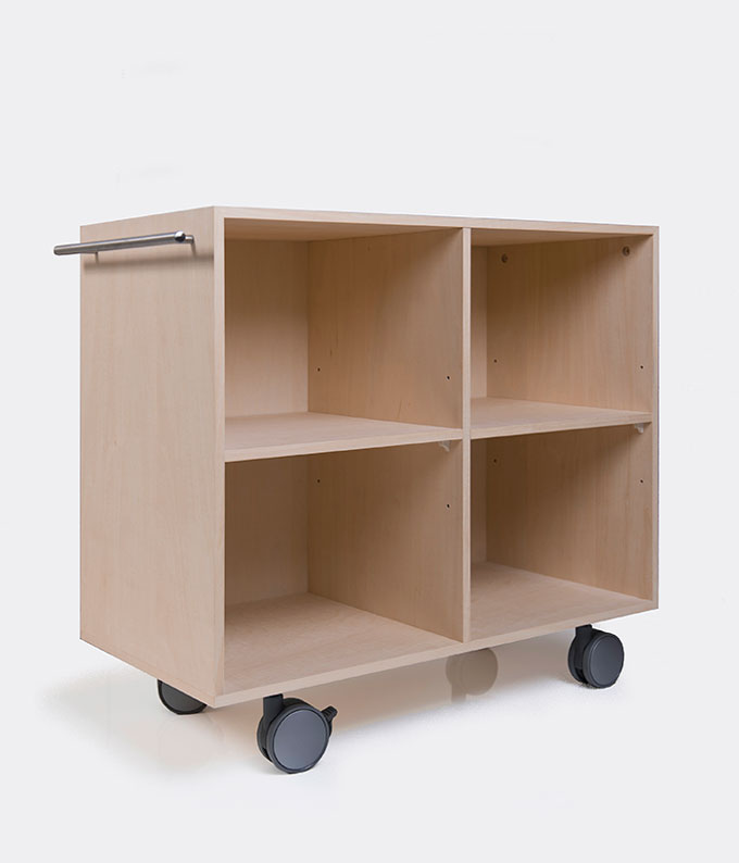 美品】豊岡クラフト キャスター付き ブックワゴン 天然木製 ブック