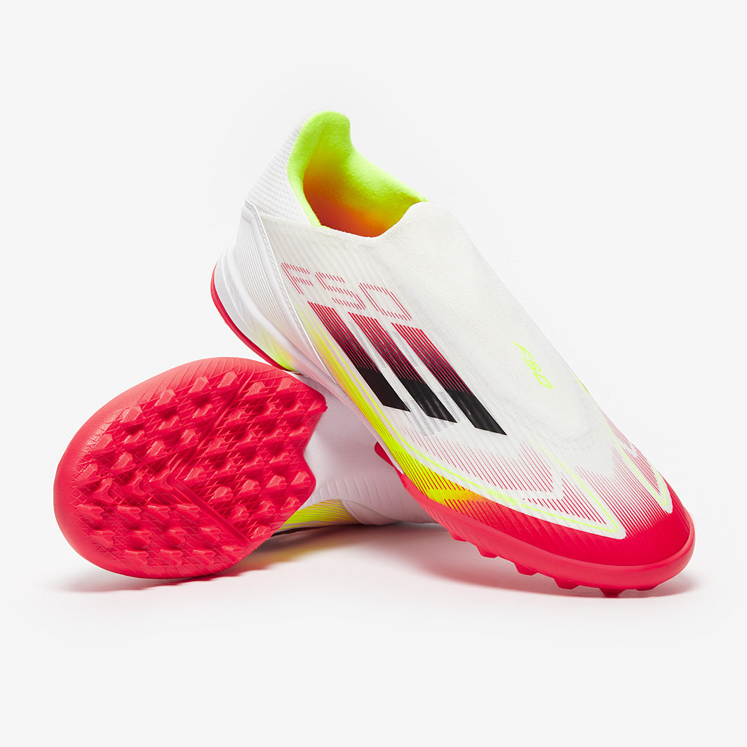 adidas F50 League Laceless Turf - White/Black/Solar Yellow - Adult