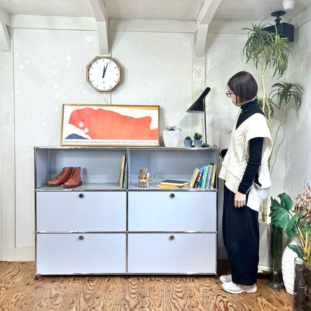 □USM/ハラーシステム□キャビネット 1列2段 白 鍵なし 収納 □USM