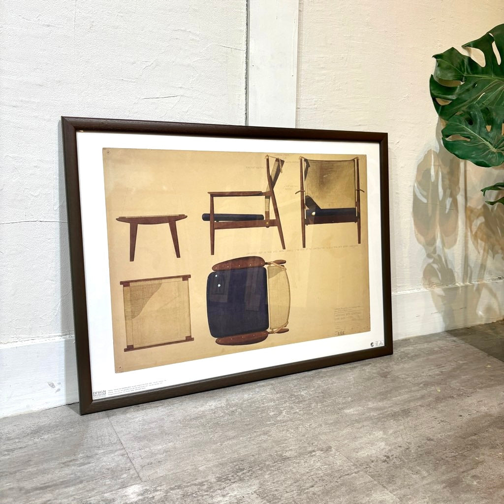 フィンユール / Finn Juhl ポスター レッドアームチェア 中古 アート