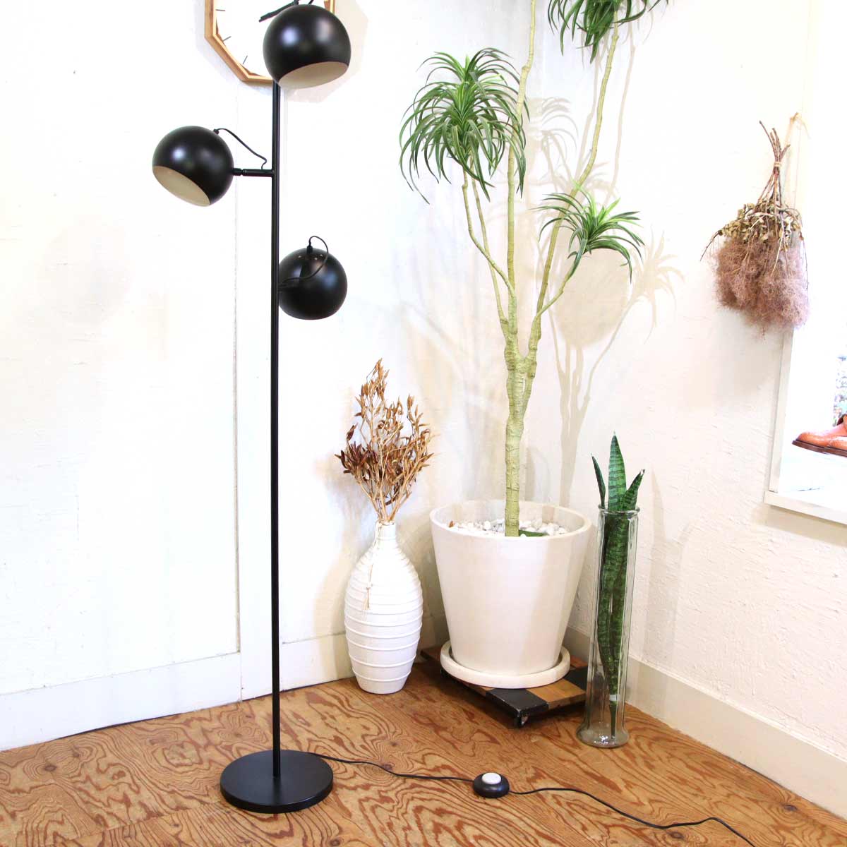 ディクラッセ / DI CLASSE フロアライト 3灯 ブラック 中古 スタンド