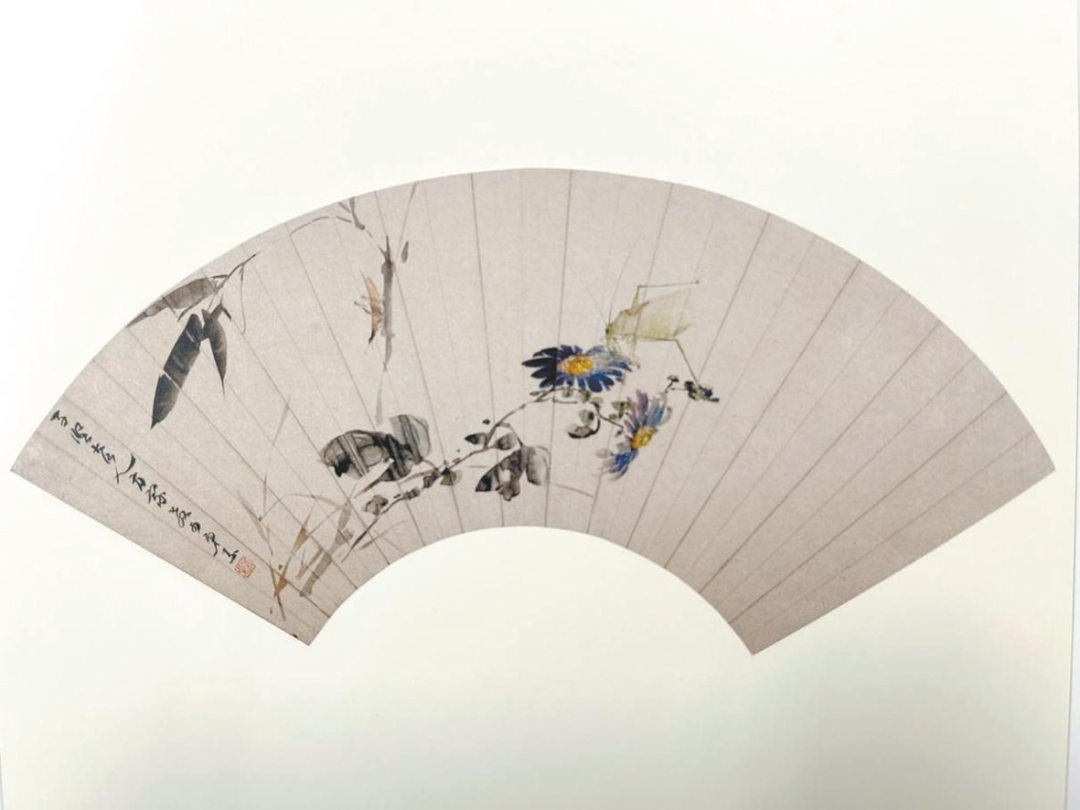 飛】中国美術 呉昌碩 肉筆扇面画 漢詩刻扇子 古玩 VKO5