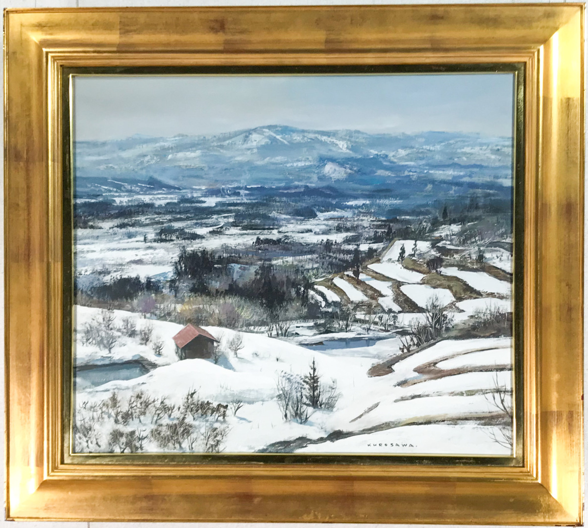 犀川愛子「春日」白日展内閣総理大臣賞受賞者の風景画 油絵 犀川愛子