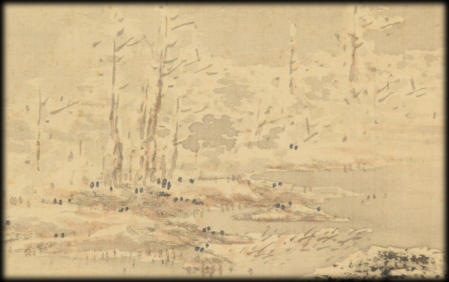 喜田華堂「雪中金閣寺図」：A-944j[掛け軸]古美術谷口