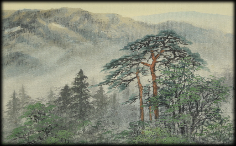 百瀬徳三郎「山渓釣楽図」：A-950j[掛け軸]古美術谷口