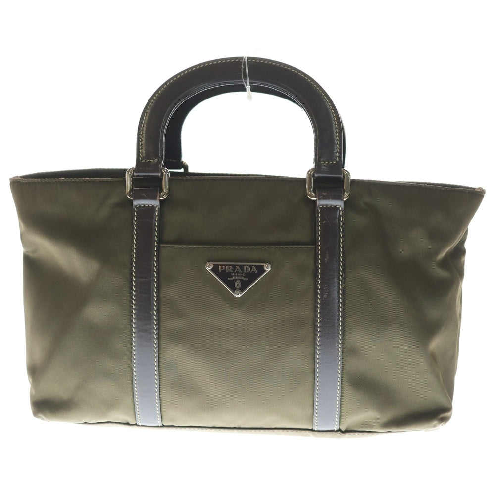 PRADA(プラダ) 三角ロゴプレート ナイロン ハンドバッグ カーキ BN1052