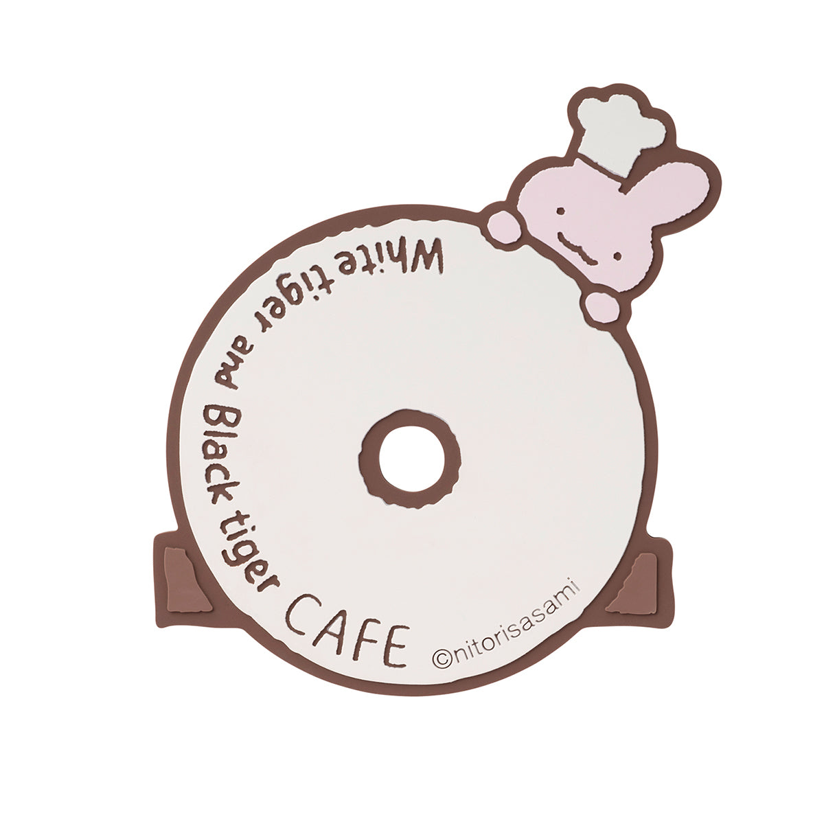 ホワイトタイガーとブラックタイガーカフェ 額帯鏡ラバーコースター