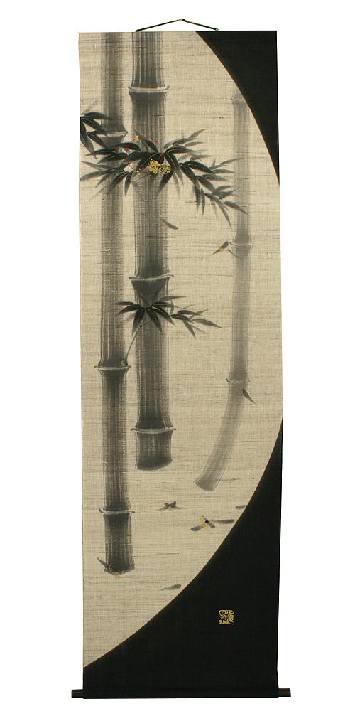 手染め手描き小川光章作麻のれん『花菖蒲』鯉