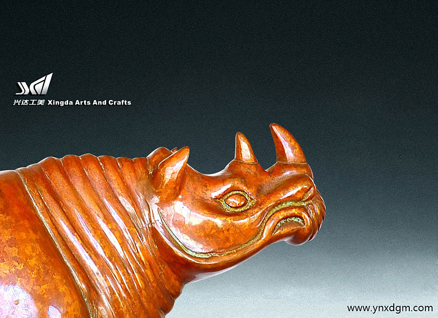 斑銅 サイ 大犀牛 工芸品 アンティーク 中国 斑銅サイ大犀牛工芸品