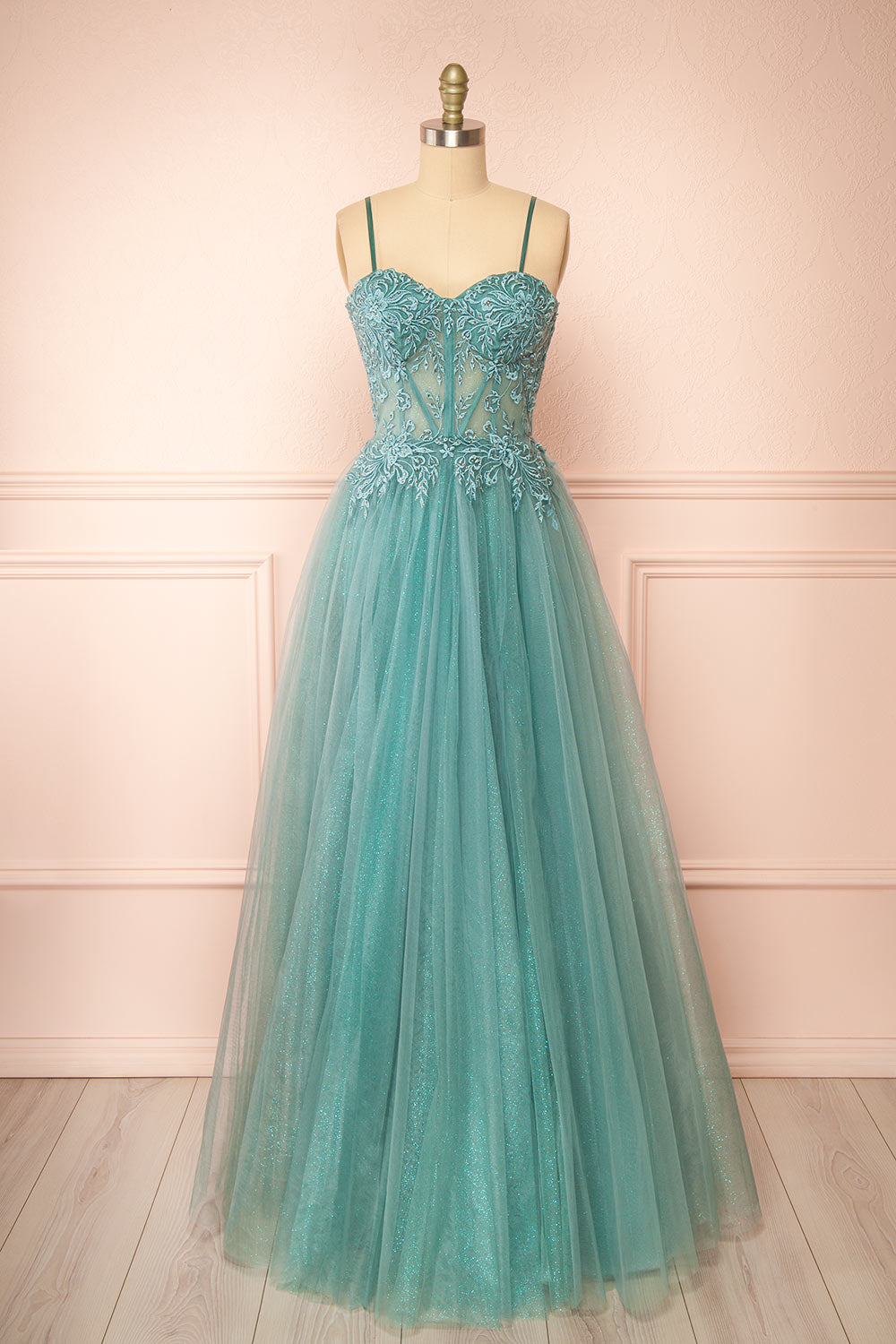 Penelope Teal Sparkling Maxi Tulle Dress | Boutique 1861