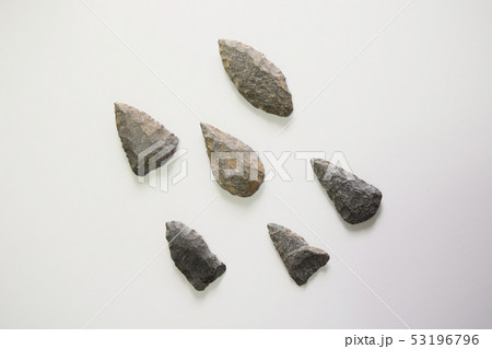 石器 矢尻 鏃 ヤジリ 5点 縄文時代 発掘地:京都府綴喜郡 488 縄文