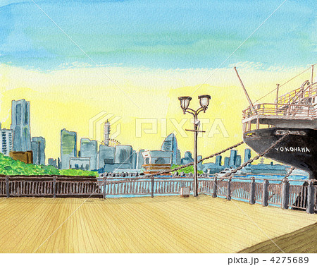 黄昏の山下公園のイラスト素材 [4275689] - PIXTA