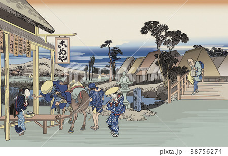 東海道五十三驛画集版画 東Y7-0827③トヒサエ 東海道五十三驛