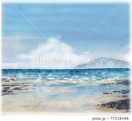 水彩画「海岸の風景」 水彩画原画 鎌倉・稲村ヶ崎海岸 ＃695 | iichi