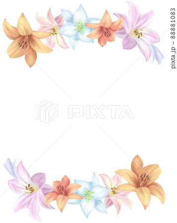 ユリの花 水彩フレーム背景のイラスト素材 [88881083] - PIXTA