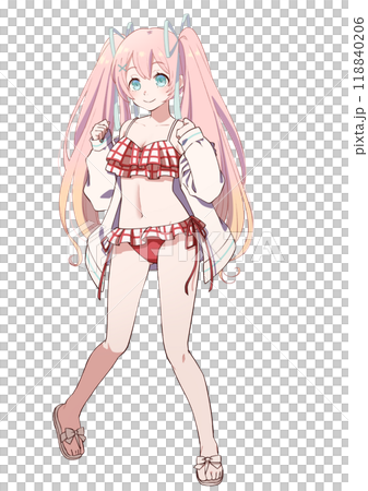 アニメ風のかわいい水着の女の子のイラスト素材 [118840206] - PIXTA