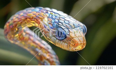 蛇の形状 ガラスアート 赤黄 蛇の形状 ガラスアート 赤黄 蛇の