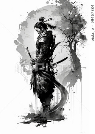 水墨画 侍の絵 絵27✖️24 水墨画 侍の絵 絵27✖️24 水墨画 侍の絵 絵