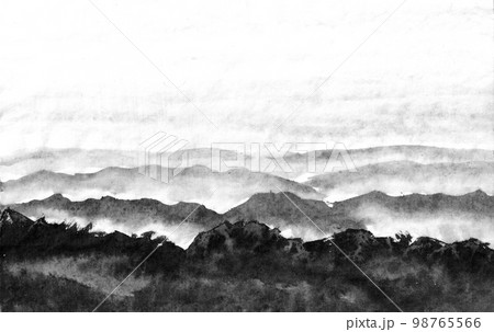 水墨画 山のイラスト素材 - PIXTA