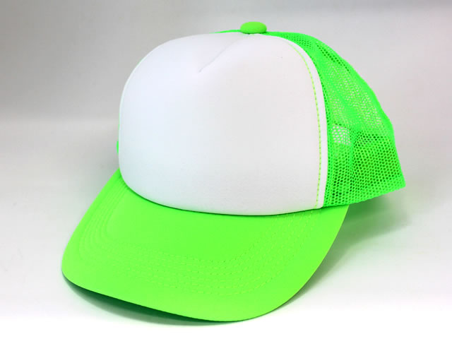 防犯パトロール用 アメリカンネオンキャップ 蛍光グリーンx白 - 警備