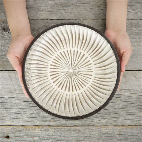 小石原焼/早川窯/8寸皿黒渕飛び鉋24 X H4.5 - テーブルライフストア