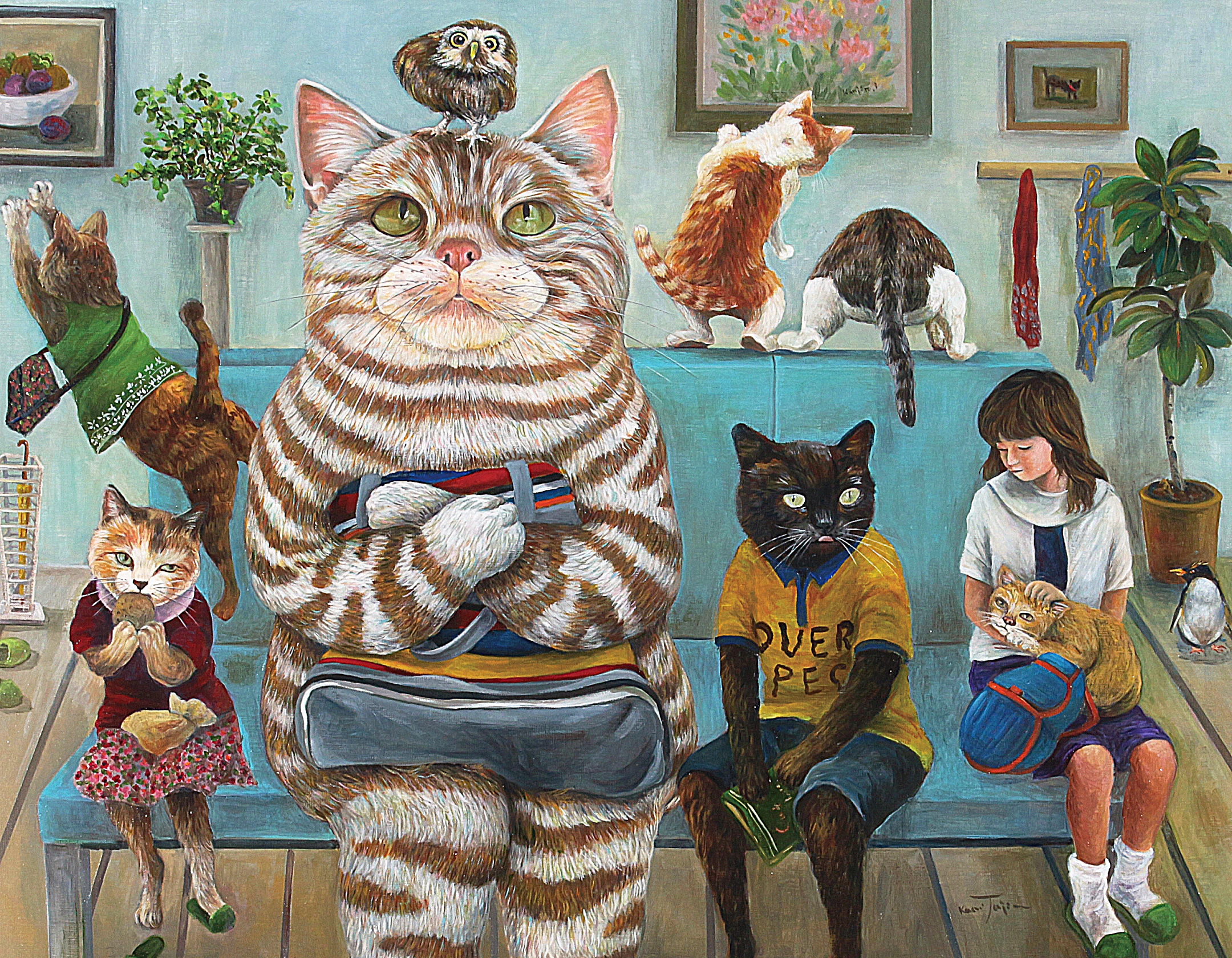 田嶋香里（TAJIMA KAORI）｜人間社会を猫で描く画家 - 擬人化した猫の