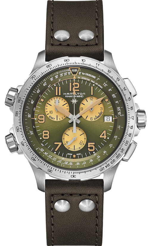 H77932560 安心なカーキX-WIND GMT クロノクオーツ ブラウンカーフ