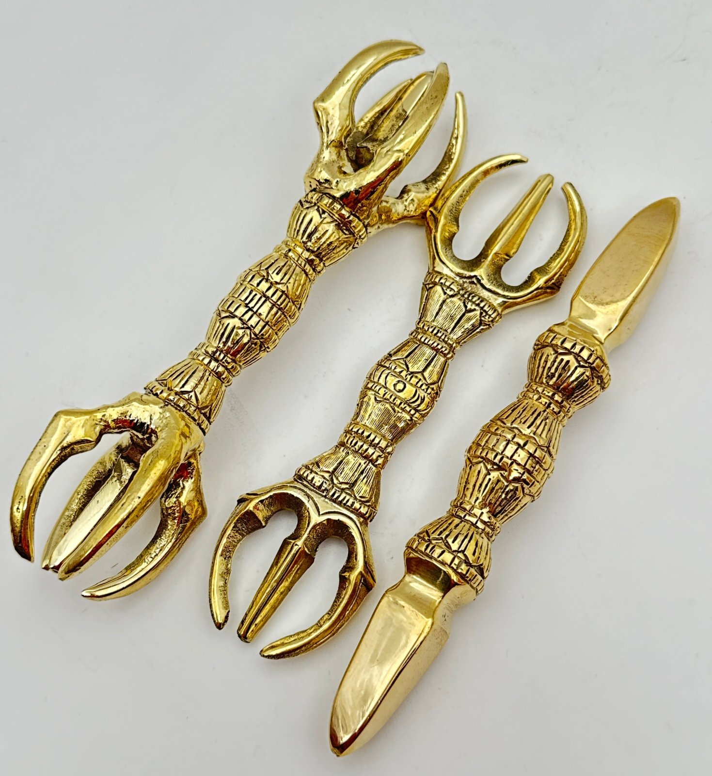 密教法具 真言宗 法器セット 金剛鈴·金剛盤·独鈷杵·三鈷杵·五鈷杵 真鍮