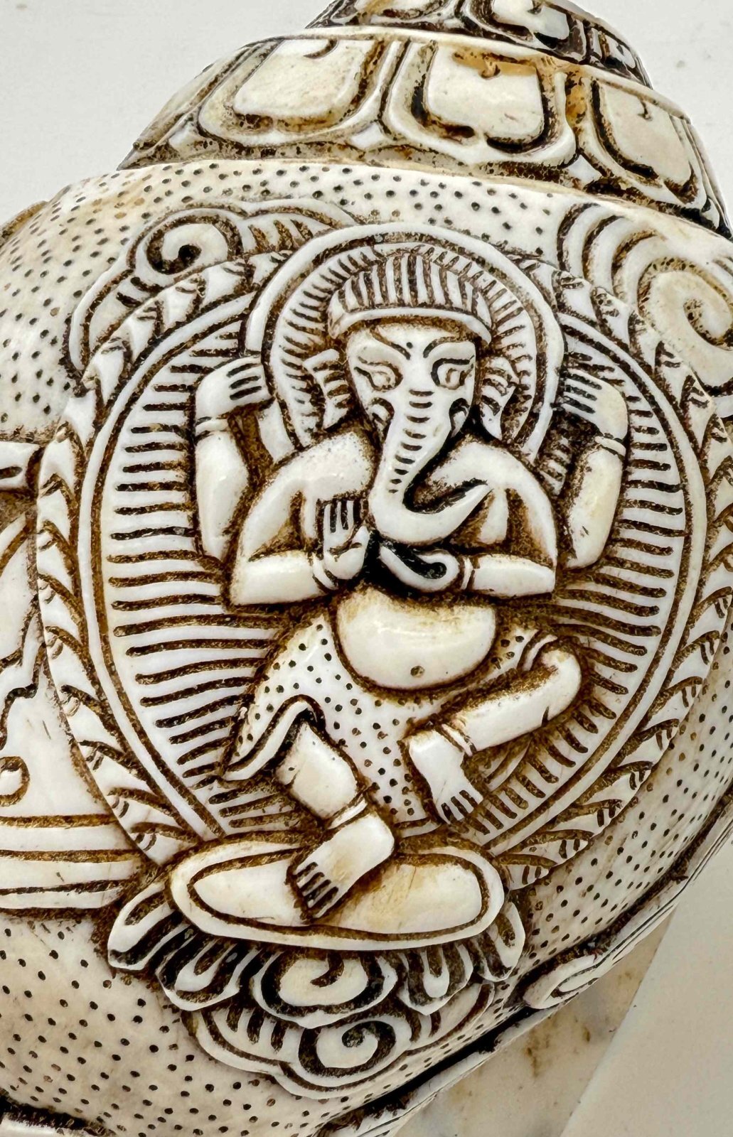 ◇チベット密教法具 法螺貝（シャンカ）ーガネーシャ-3 チベット密教法