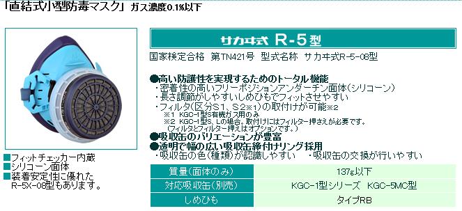 興研 防毒マスク R-5-08型 本体のみ (吸収缶別売) 国家検定合格 直結式