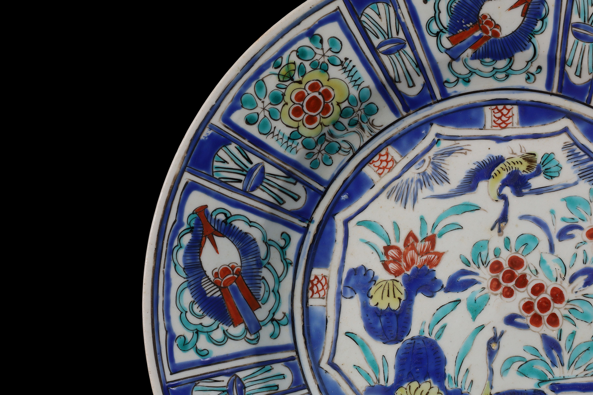 初期色絵芙蓉手花鳥文大皿（江戸時代） - 天平堂（TENPYODO）