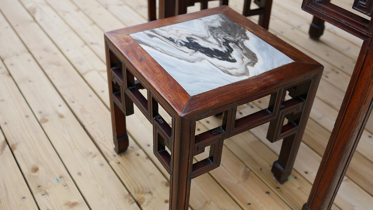中国ヴィンテージ 2連ネストテーブル サイドテーブル 中国家具 唐木