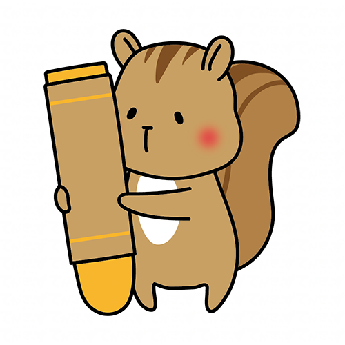 大きなクレヨンを持ったリス | かわいい手描きの無料イラスト｜商用