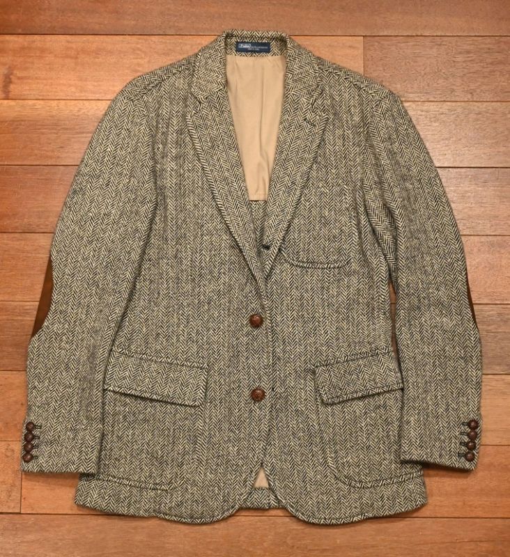 希少品 ポロ ラルフローレン ジャケット ヘリンボーン シルク 3B L