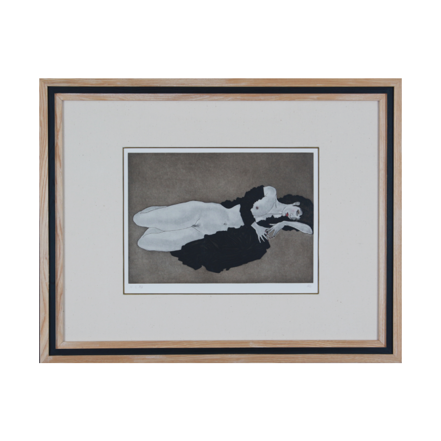 銅版画横になる裸婦