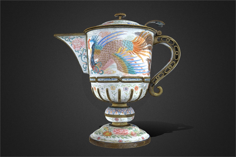 国立故宮博物院 3D文物鑑賞-3D文物-清 乾隆 沈香木鑲珠玉如意