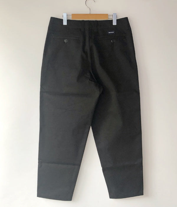 DESCENDANT/DC-6 ORGANIC COTTON TWILL TROUSERS (BLACK)