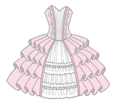 ピンクのフリルドレスキャラクターイラスト ピンクドレスイラスト - No