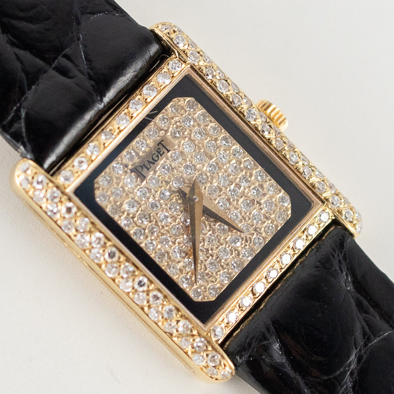 PIAGET REF.40825 ONYX / PAVE DIAMOND DIAL Tank – TIMEANAGRAM