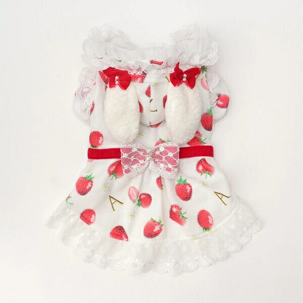 きゃんナナ CanNana 冬いちごうさ耳ワンピース 1145【小型犬 犬服