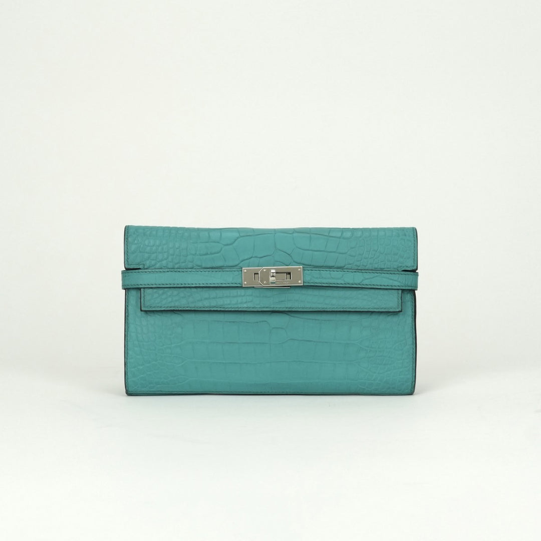 エルメス三つ折り財布ノベルティ牛革 ブルー エルメス三つ折り財布