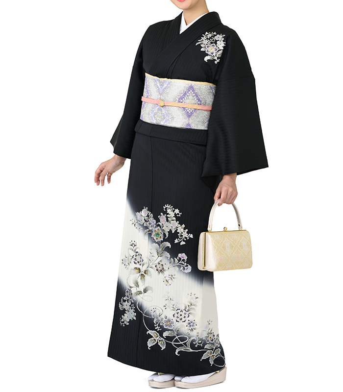 正絹モノトーン系の絞りの訪問着袷