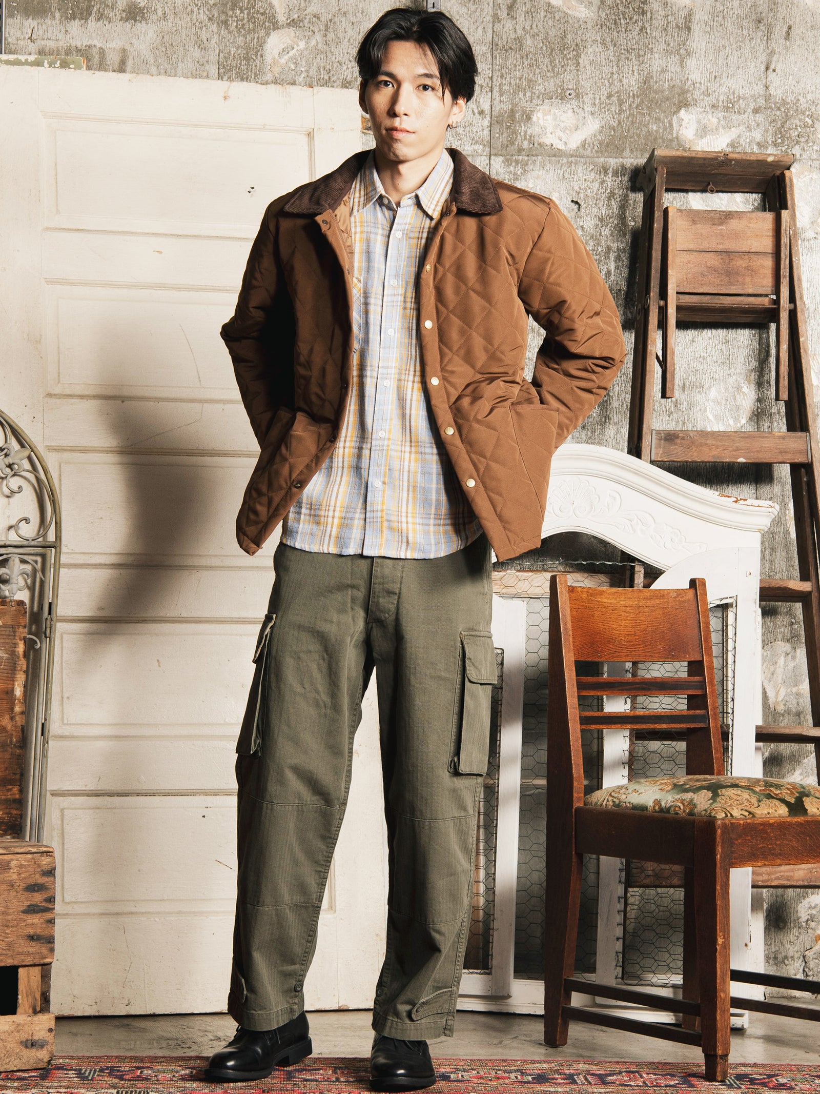 3色展開】Backers コーデュロイ襟 キルティングジャケット – 古着屋Top