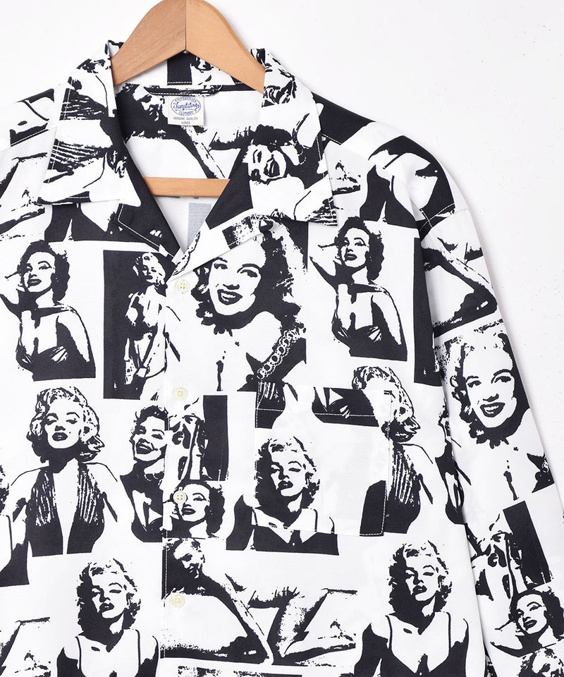 2色展開】TEMPTATIONマリリンモンロー 総柄 オープンカラー 長袖シャツ