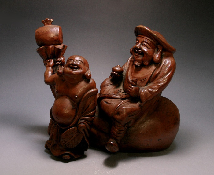 古備前 大黒布袋置物 桂 又三郎 鑑定箱