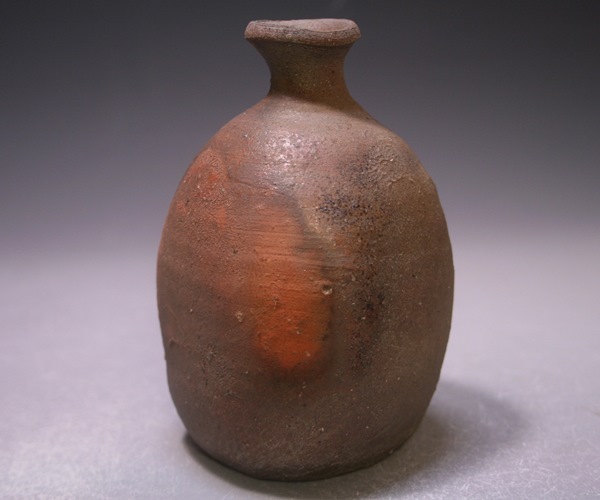 金重愫 備前徳利一輪花入 円山窯 備前焼 四方桟共箱 b116 金重 愫 作