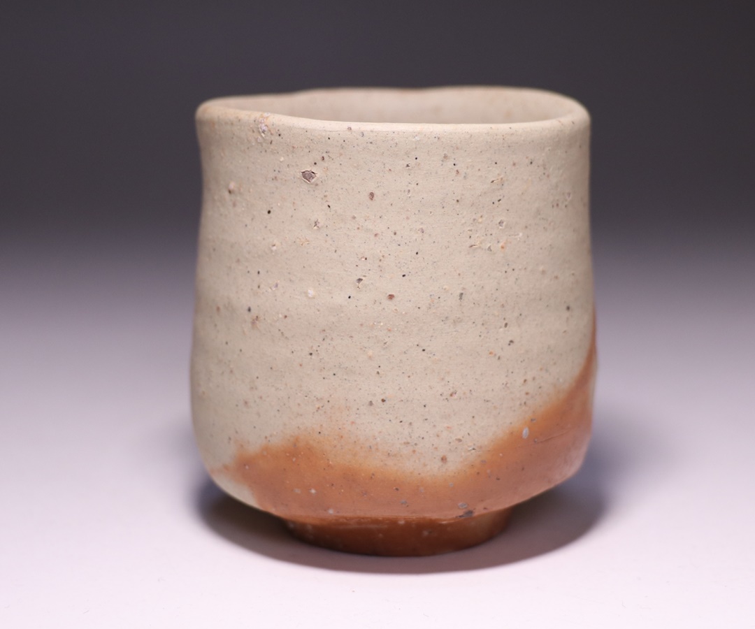 備前焼作家 伊勢崎創 角盃 共箱 酒器 ぐい呑み 人間国宝伊勢﨑