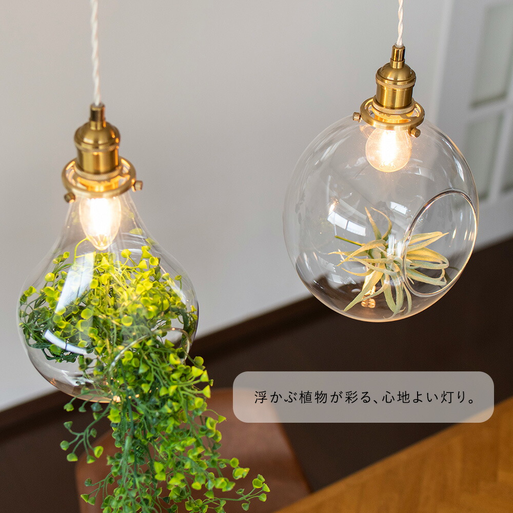 楽天市場】ペンダントライト ガラス テラリウム フェイクグリーン
