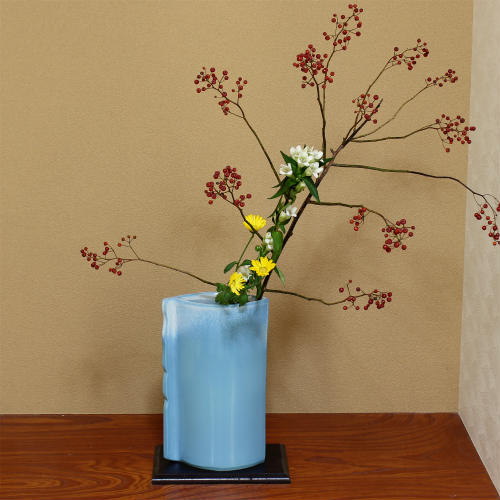 楽天市場】信楽焼 花器 スカイブルー合わせ 生花 池坊 立花 小原流